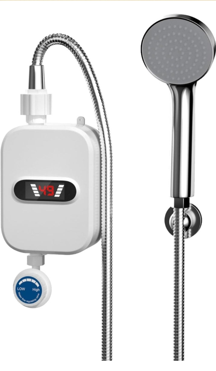 Riscaldatore Elettrico Per Doccia, Riscaldatore Acqua Istantaneo Elettrico 3500KW, Rubinetto Scaldabagno Elettrico Istantaneo Portatile Con Soffione Doccia E Tubi Display Digitale LED Per Doccia