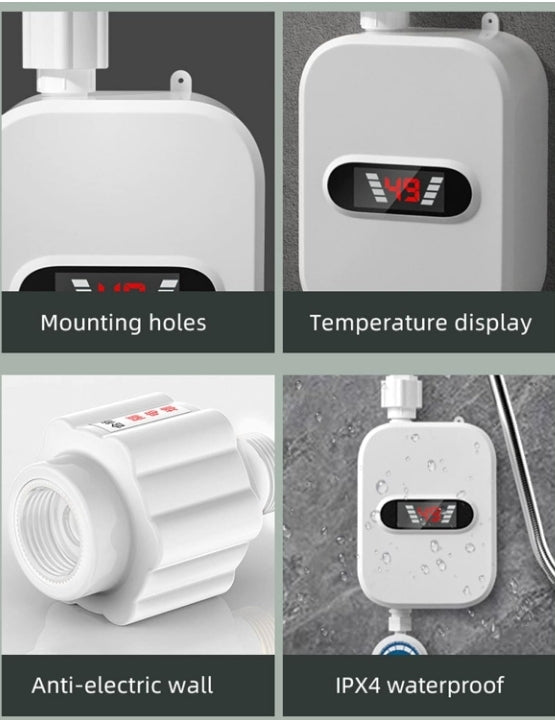 Riscaldatore Elettrico Per Doccia, Riscaldatore Acqua Istantaneo Elettrico 3500KW, Rubinetto Scaldabagno Elettrico Istantaneo Portatile Con Soffione Doccia E Tubi Display Digitale LED Per Doccia