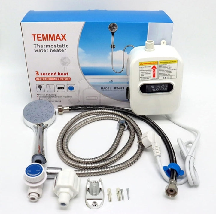 Riscaldatore Elettrico Per Doccia, Riscaldatore Acqua Istantaneo Elettrico 3500KW, Rubinetto Scaldabagno Elettrico Istantaneo Portatile Con Soffione Doccia E Tubi Display Digitale LED Per Doccia