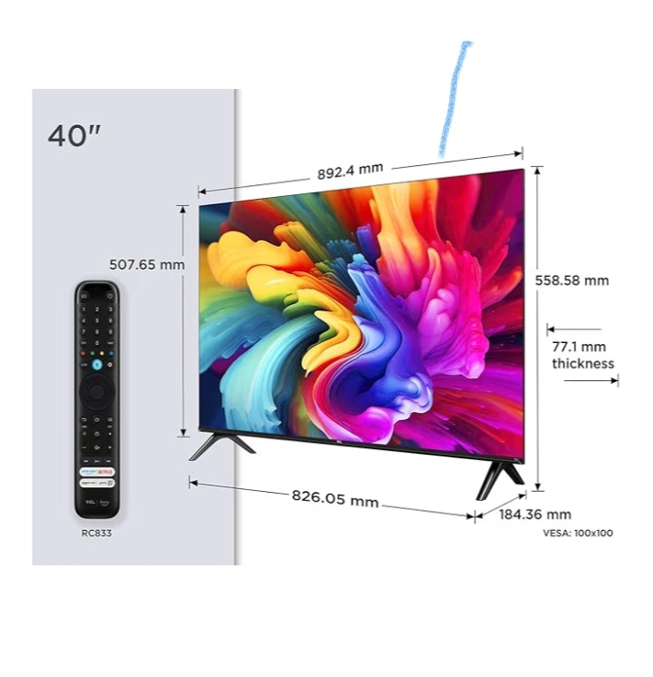 TCL 40SF560 - 40-inch QLED Direct Smart Full HD LED TV with Fire TV and HDR, Metallic Design, Frameless