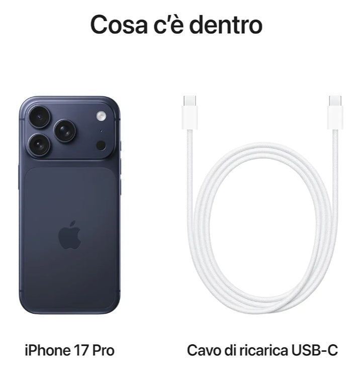 Apple iPhone 17 Pro 256 GB: display 6,3", ProMotion fino a 120Hz, chip A19 Pro, autonomia senza precedenti, sistema di fotocamere Pro Fusion con fotocamera frontale Center Stage; Blu profondo