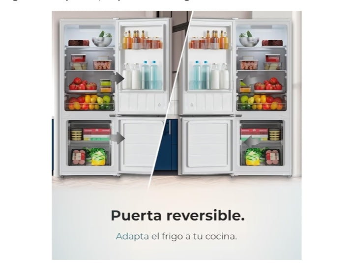 Cecotec Frigorifero Combinato Bolero CoolMarket Combi 205 DF Black E. 205L, Defrost, Fast Cooling, Classe E, Display Interno, Porta Reversibile, LED, 54x55x144 cm, design elegante e funzionale