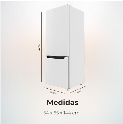 Cecotec Frigorifero Combinato Bolero CoolMarket Combi 205 DF Black E. 205L, Defrost, Fast Cooling, Classe E, Display Interno, Porta Reversibile, LED, 54x55x144 cm, design elegante e funzionale