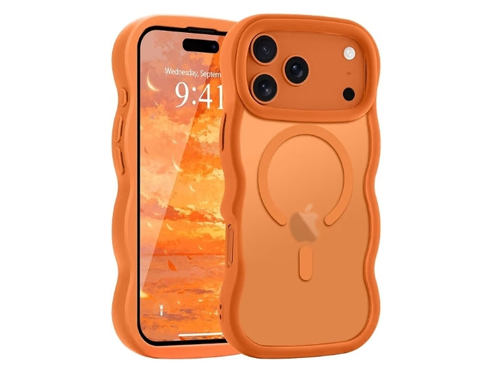 Cover Magnetica per iPhone 17 Pro Max Custodia Compatibile con Magsafe Cornice Ondulata Forma Custodia Traslucida Opaca Cover Protettiva Antiurto Case per iPhone 17 Pro Max Chiaretto