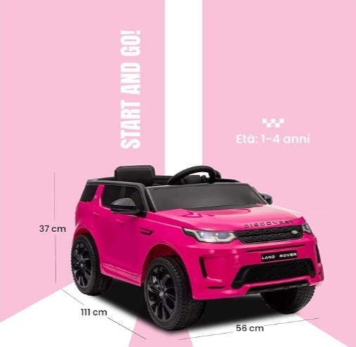 Macchina Elettrica per Bambini Land Rover Range Rover Baby car Elettrica Full Optional Rosa, Auto Telecomandata con Sedile e Porte Apribili, Doppio Motore 12V, Carico fino a 25 Kg
