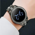 Elegante Orologio elettronico a LED Touch Screen da Donna Orologio di Lusso in Acciaio Inossidabile Impreziosito da Diamanti