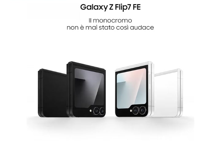 Samsung Galaxy Z Flip7 FE Smartphone AI pieghevole, 3 anni di Garanzia del produttore, RAM 8GB, 128GB, Display 3,4" Super AMOLED/6,7" Dynamic AMOLED 2X, Fotocamera 50MP, Black