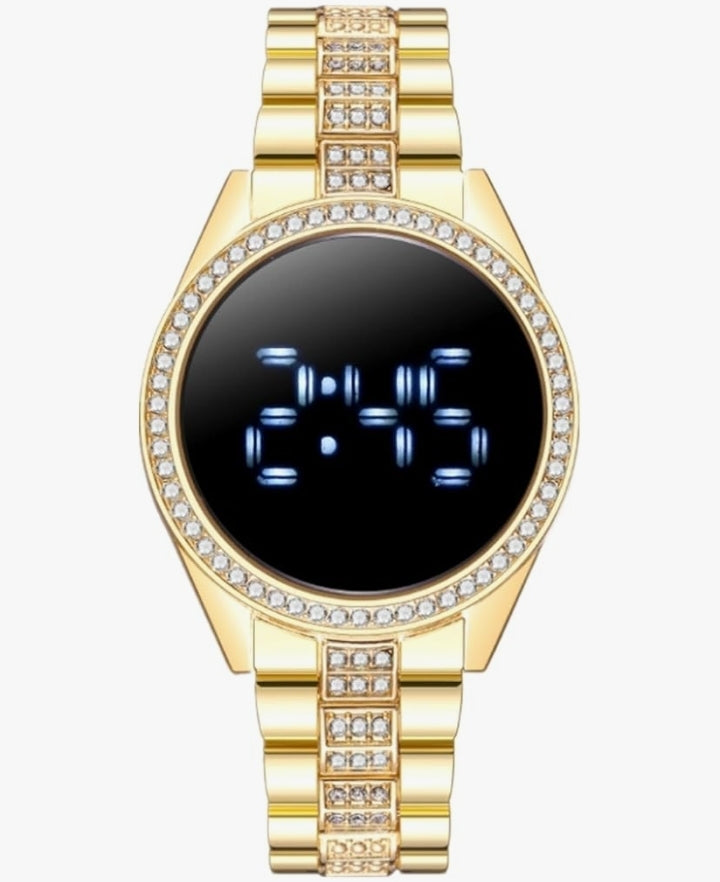 Elegante Orologio elettronico a LED Touch Screen da Donna Orologio di Lusso in Acciaio Inossidabile Impreziosito da Diamanti