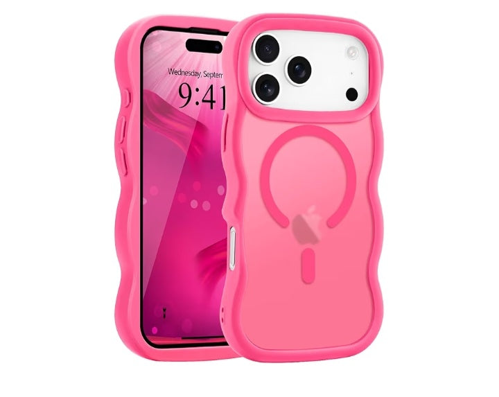 Cover Magnetica per iPhone 17 Pro Max Custodia Compatibile con Magsafe Cornice Ondulata Forma Custodia Traslucida Opaca Cover Protettiva Antiurto Case per iPhone 17 Pro Max Chiaretto