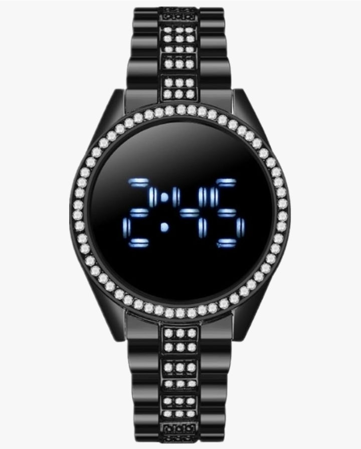 Elegante Orologio elettronico a LED Touch Screen da Donna Orologio di Lusso in Acciaio Inossidabile Impreziosito da Diamanti