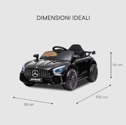 Mercedes AMG Sport Macchina Elettrica per Bambini Baby car Elettrica Full Optional, Auto Telecomandata Sedile in Plastica, Porte Apribili, Motore 12V, Carico fino a 25 Kg 1-4 anni, Nero